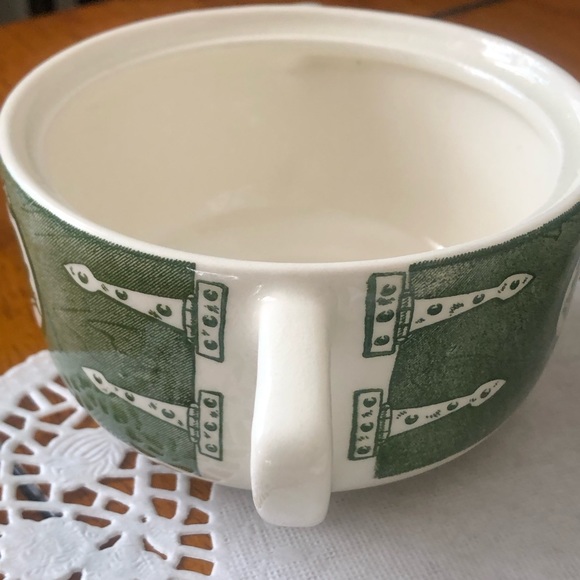 Vintage Royal USA Colonial Homestead Green Creamer Pitcher, Sugar Bowl with Lid - Picture 7 of 13